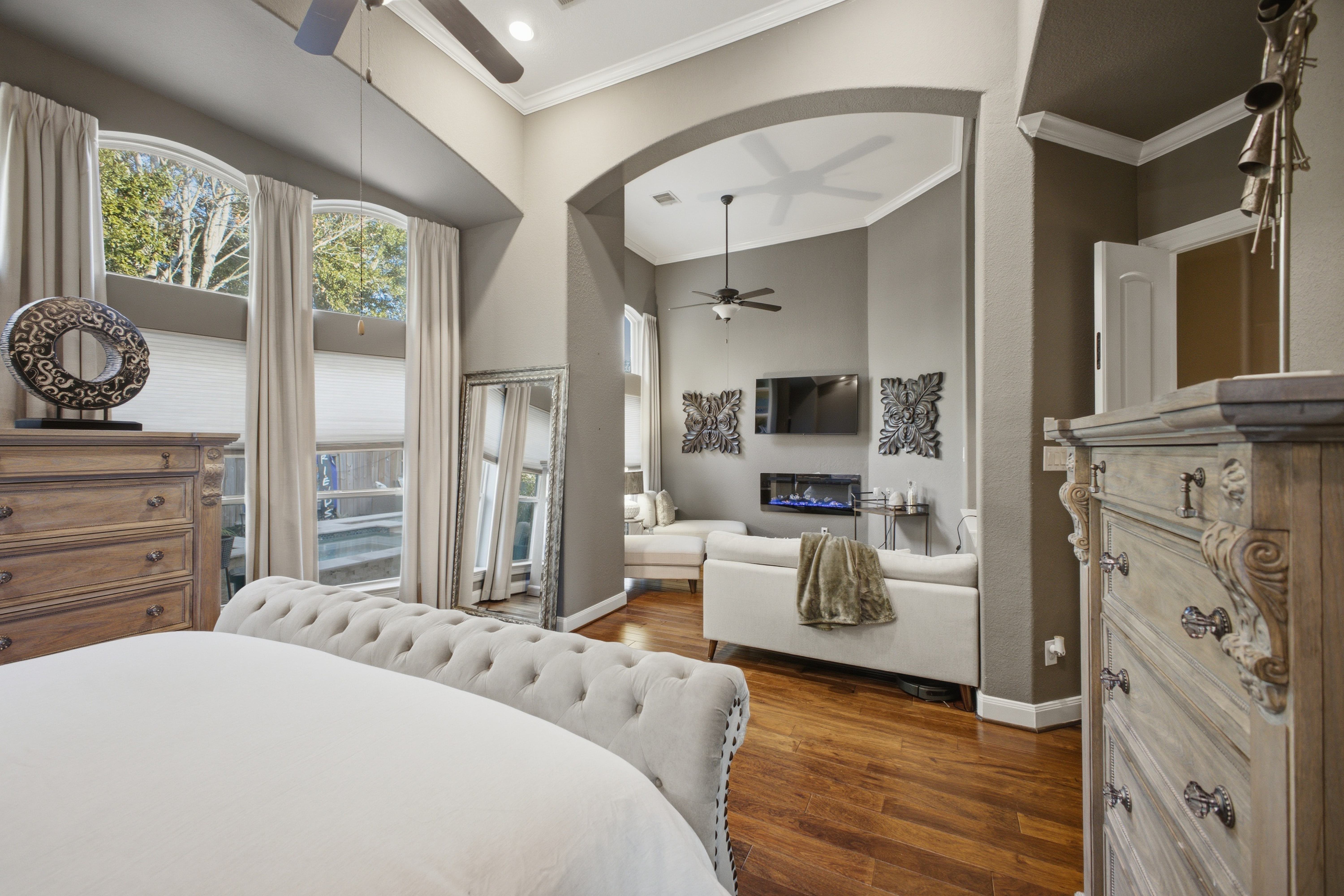 Primary bedroom with adjoining sitting area