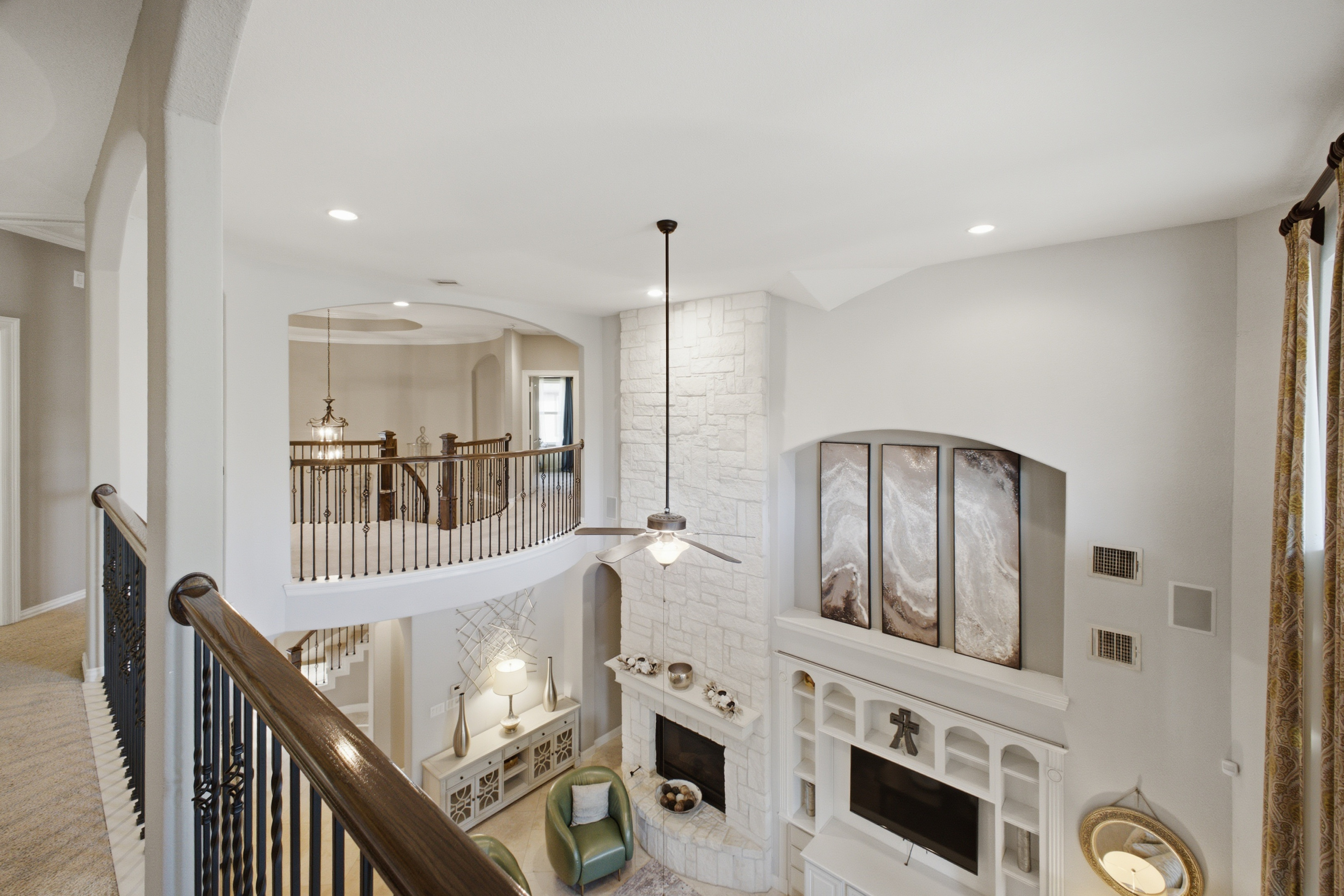 Second-floor overlook above the living room